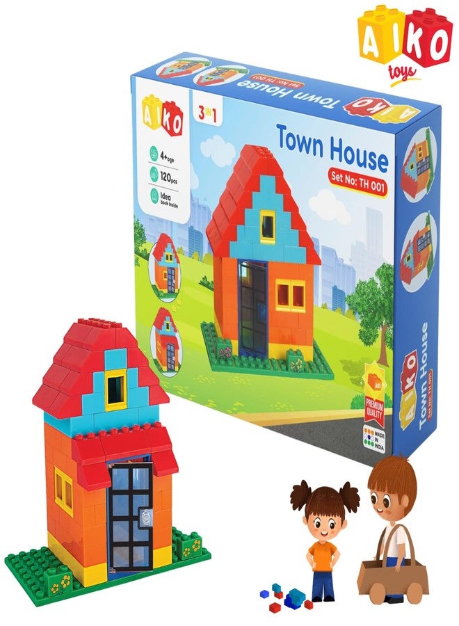 AIKO Town House Set No.1 | 120 Pcs ABS Plastic Building Blocks | Multi-Colour Construction Toy for Kids | Learning & Educational Blocks with Idea Booklet | Safe & Durable | Best Gift for Boys & Girls - Image 3